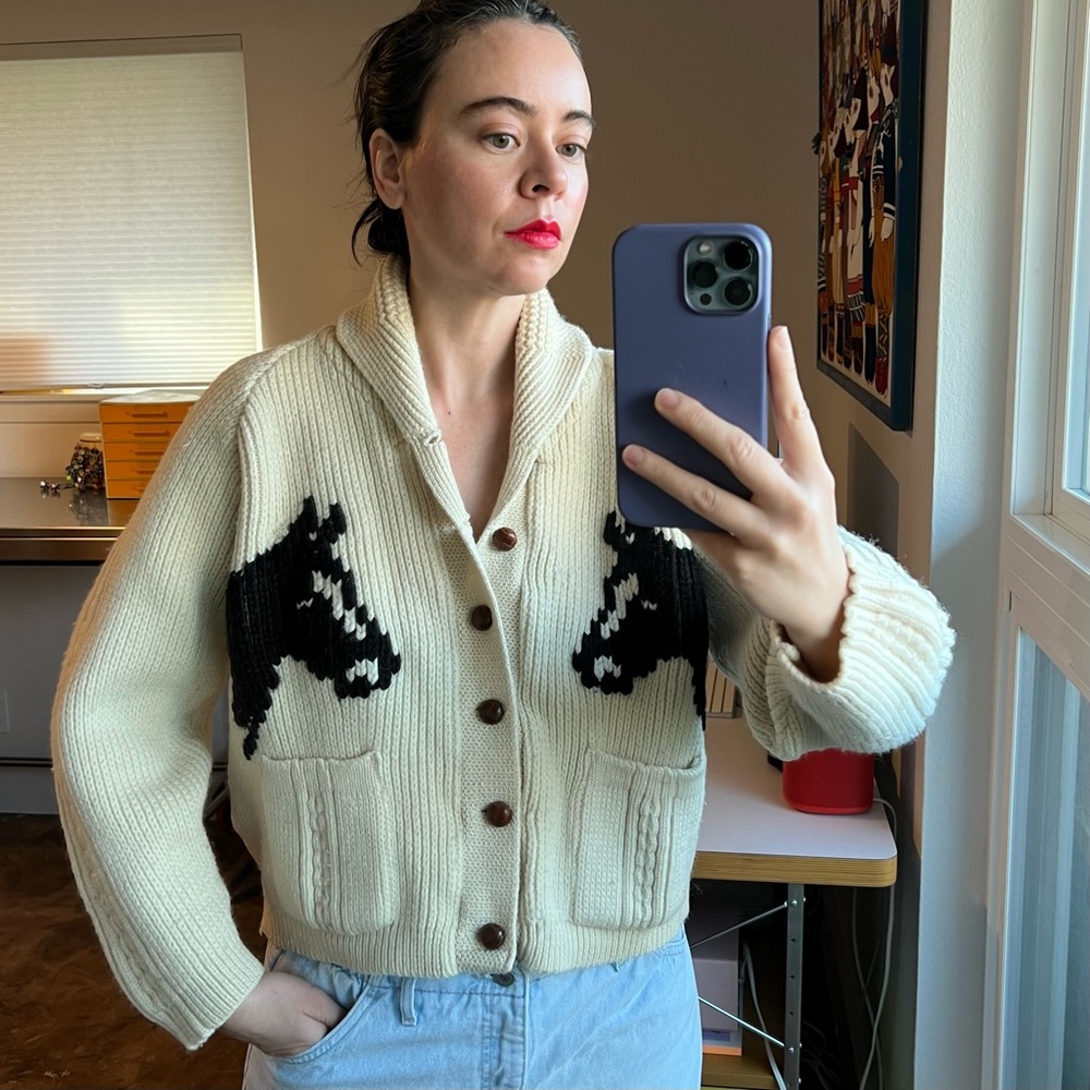 Vintage 50’s CALDWELL horse cardigan